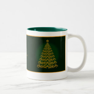Elegante Grüne WeihnachtsbaumTasse Zweifarbige Tasse