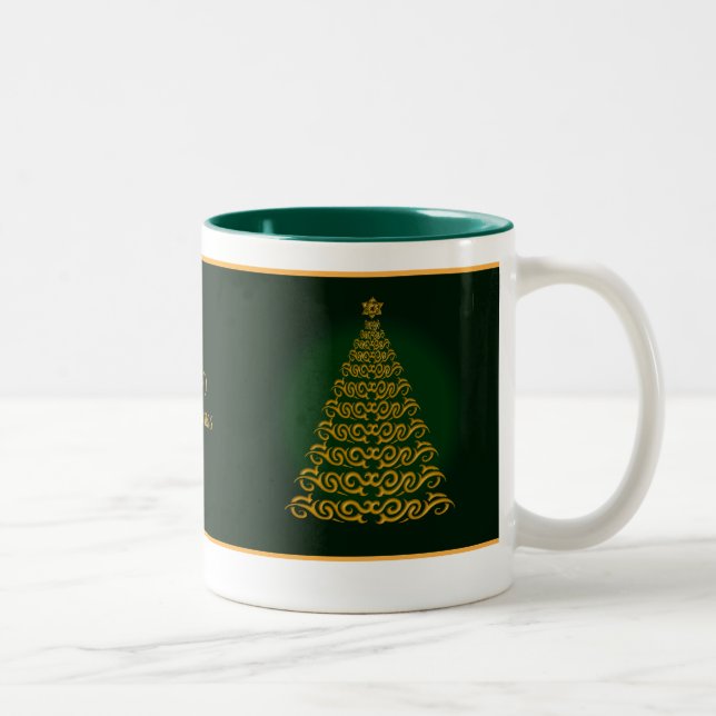 Elegante Grüne WeihnachtsbaumTasse Zweifarbige Tasse (Rechts)