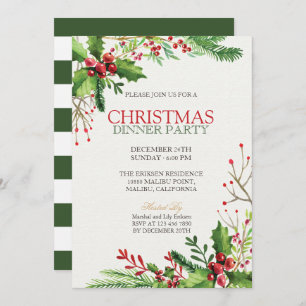 Elegante Grüne Weihnachtsfeier  Einladung