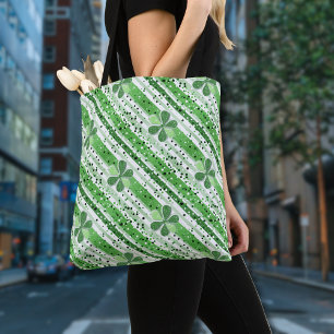 Elegante grüne weiße Streifen Shamrock Glitter