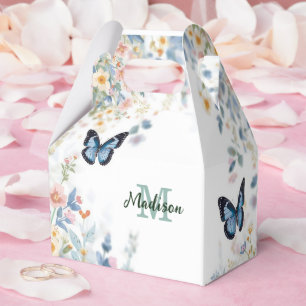 elegante grüne Wildblume Boho Monogramm in Blüte Geschenkschachtel