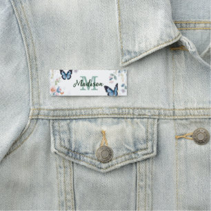 elegante grüne Wildblume Boho Monogramm in Blüte Namensschild