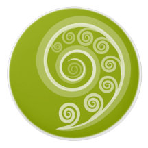 Elegante grüne Wölfe und Wirbel Keramik Knob