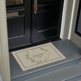 Elegante Grünen Wreath Familie Willkommen Fußmatte
