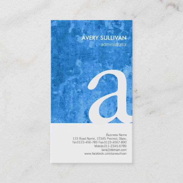 Elegante Grunge Texture Monogram Business Card Visitenkarte (Vorderseite)