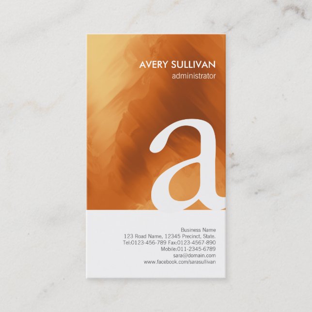 Elegante Grunge Texture Monogram Business Card Visitenkarte (Vorderseite)