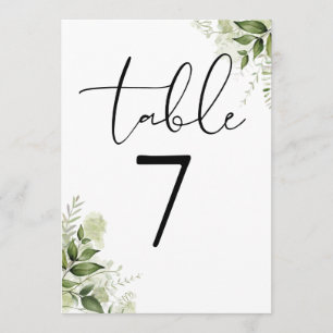 Elegante Grünpflanzen-Blumen-Hochzeitstisch-Nummer Einladung