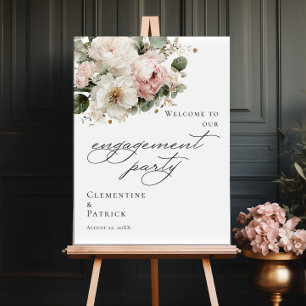 Elegante Grünpflanzen-Blumen-Verlobungsfeier Begrü Poster