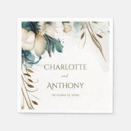 Elegante Grünpflanzen Blumenstrauß Aquamarine Hoch Serviette