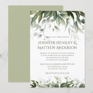 Elegante Grünpflanzen Botanicals - Hellgrün Einladung