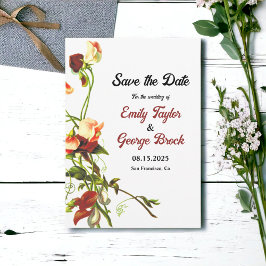 Elegante Grünpflanzen Botanische Rose Hochzeit der Save The Date