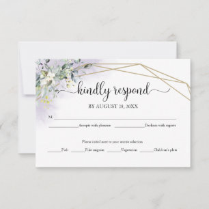 Elegante Grünpflanzen-Eukalyptus-Hochzeit-Antwortk RSVP Karte