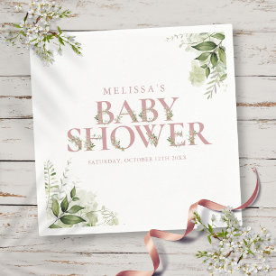 Elegante Grünzeug Dusty Rose Baby Shower Serviette