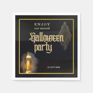 Elegante Gruselige Schwarze Gold Laterne Halloween Serviette