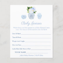 Elegante Guess Baby Birth Stats Shower Game Card