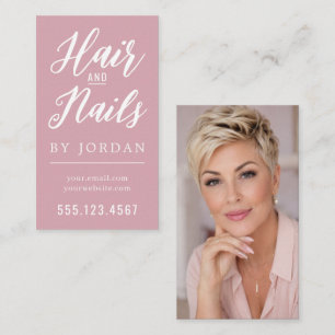 Elegante Haare und Nägel mit modernem Foto Visitenkarte