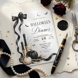 Elegante Halloween-Dinnerparty Luxus-Geist Feiertagskarte