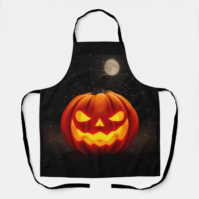 Elegante Halloween-Küchenschürze mit Kürbis Schürze (Vorderseite)