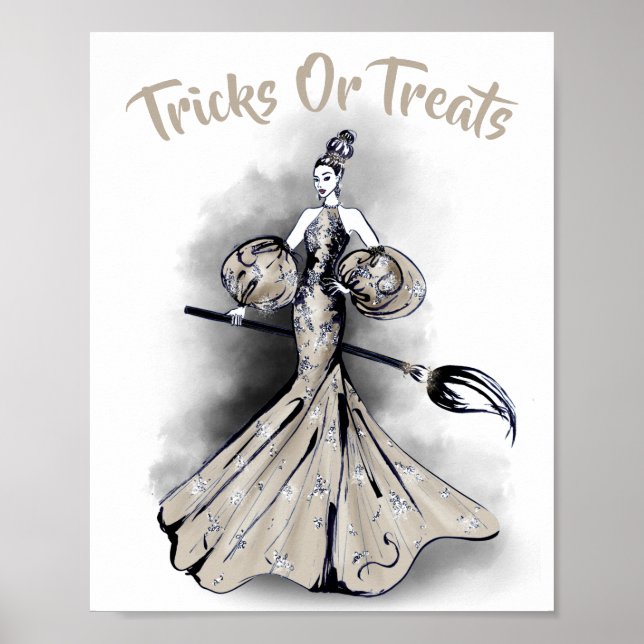 Elegante Halloween-Mode-Illustration Poster (Vorne)