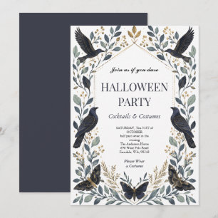 Elegante Halloween-Party der Raben Einladung