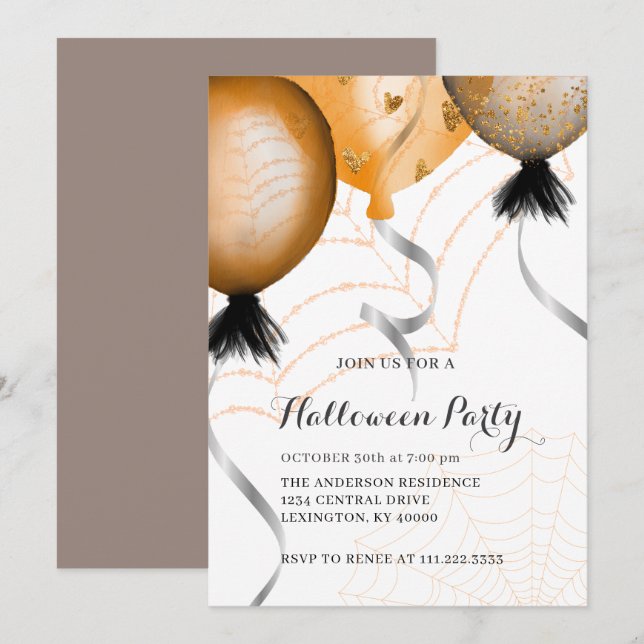 Elegante Halloween-Party  Einladung (Vorne/Hinten)