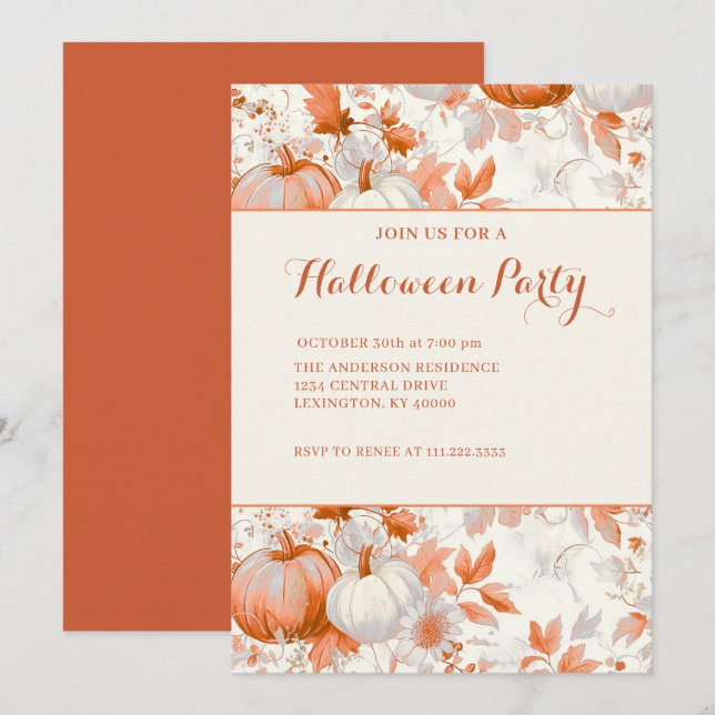 Elegante Halloween-Party  Einladung (Vorne/Hinten)