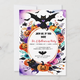 Elegante Halloween Wasserfarbe Party Einladung