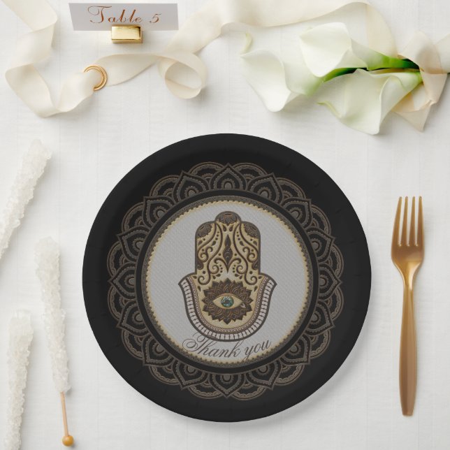 Elegante Hamsa Hand Pappteller (Hochzeit)