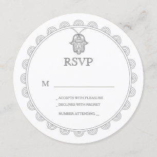 Elegante Hamsa-Rund-Hochzeits-RSVP-Karte Einladung