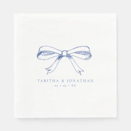 Elegante Hand Drawn Blue Bow Wedding Serviette