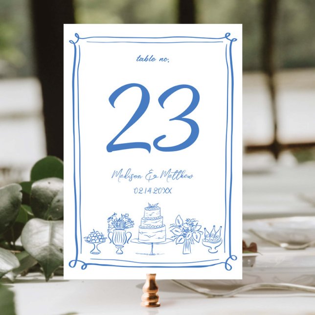 Elegante Hand Drawn Doodles Scribbles Wedding Part Tischnummer (Von Creator hochgeladen)