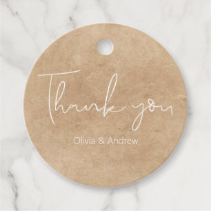 Elegante Hand Drawn Kraft Danke Ihnen für Tags Geschenkanhänger