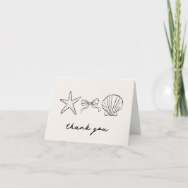 Elegante Hand Drawn Seashell Coquette Vielen Dank Dankeskarte