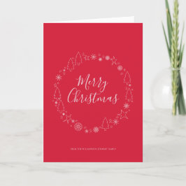 Elegante Hand gezeichnete Rote Weihnachtskarte Feiertagskarte