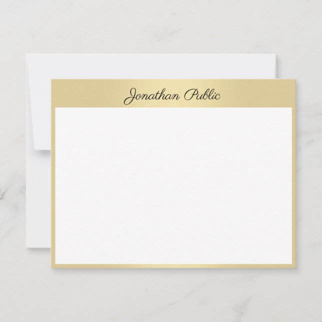 Elegante Hand-Gold-Script-Personalisiert-Vorlage Mitteilungskarte (Vorderseite)