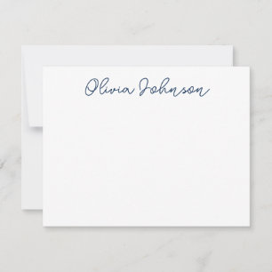 Elegante Hand Letted Script Navy White Note Card Mitteilungskarte