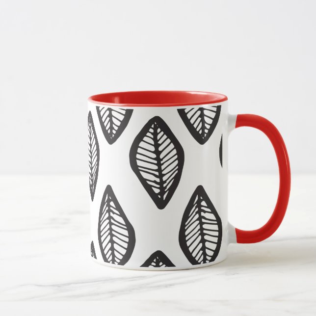 Elegante Hand zeichnend Blatt Tribal-Muster indisc Tasse (Rechts)