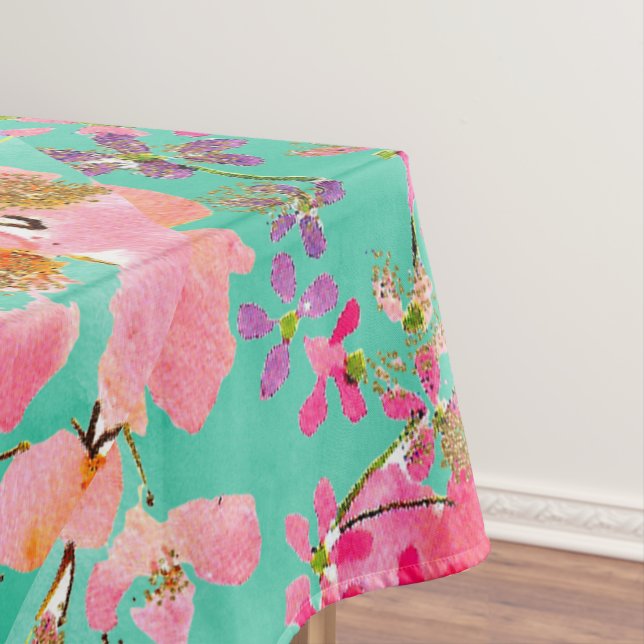 Elegante Handfarbe Aquarellfeder blühend Tischdecke (Beispiel)