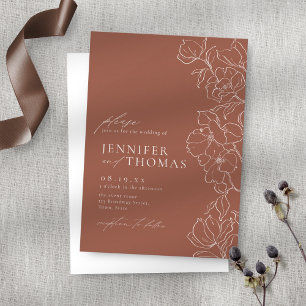Elegante handgearbeitete Terrakotta Hochzeit Einladung