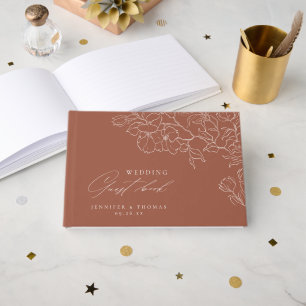 Elegante handgearbeitete Terrakotta Hochzeit Gästebuch