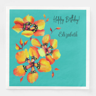 Elegante handgemalte Blume in fett gefärbten Farbe Serviette
