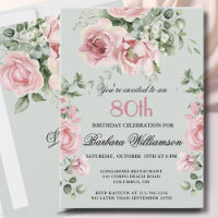 **Elegante handgemalte Rosen 80. Geburtstagsfeier