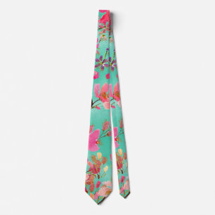 Elegante handgemalte Wasserfarbe Frühlingsblumen Krawatte