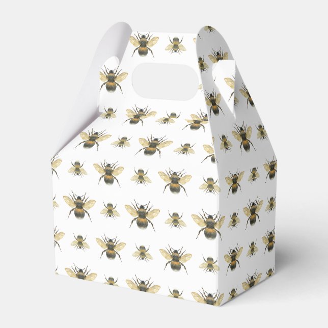 Elegante handgemalte Wasserfarben-Bienen Geschenkschachtel (Vorderseite)