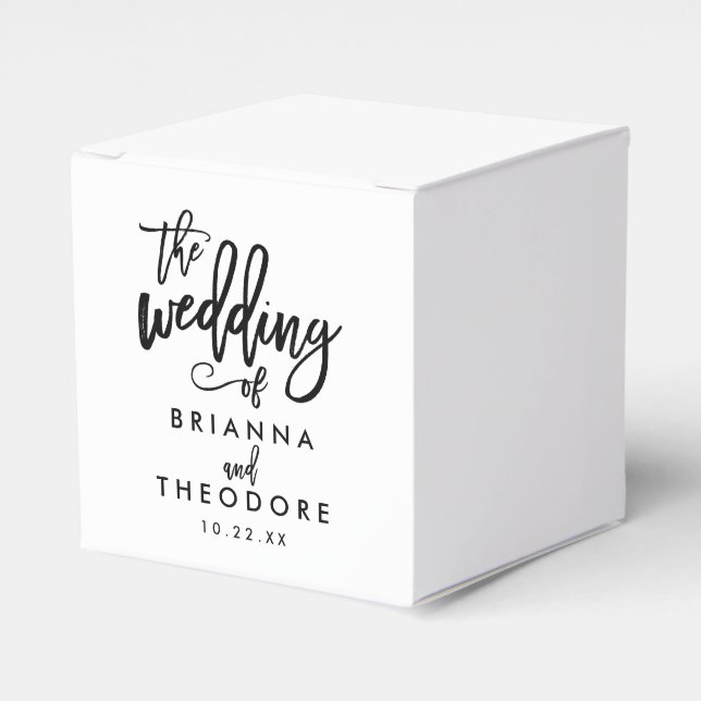 Elegante handgeschriebene Hochzeit Geschenkschachtel (Vorderseite)