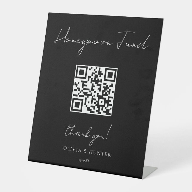 Elegante handgeschriebene Hochzeitsflitterwochenze Sockelschild (Vorderseite)