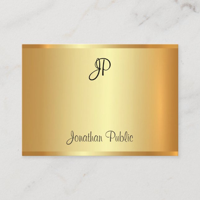 Elegante handgeschriebene Monogram Script Gold Mod Visitenkarte (Vorderseite)