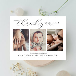 Elegante handgeschriebene Schrift 3 Foto Baby Dank