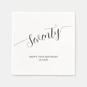 Elegante handgeschriebene Schrift Siebzig 70. Gebu Serviette