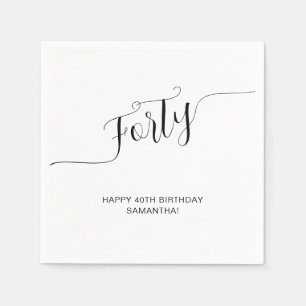Elegante handgeschriebene Schrift Vierzig 40. Gebu Serviette
